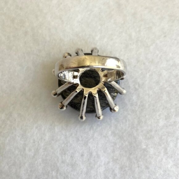 Sterling Silver 925 Large Round Faceted Tourmalated Quartz Cocktail Ring Sz 6.75 - Picture 12 of 16